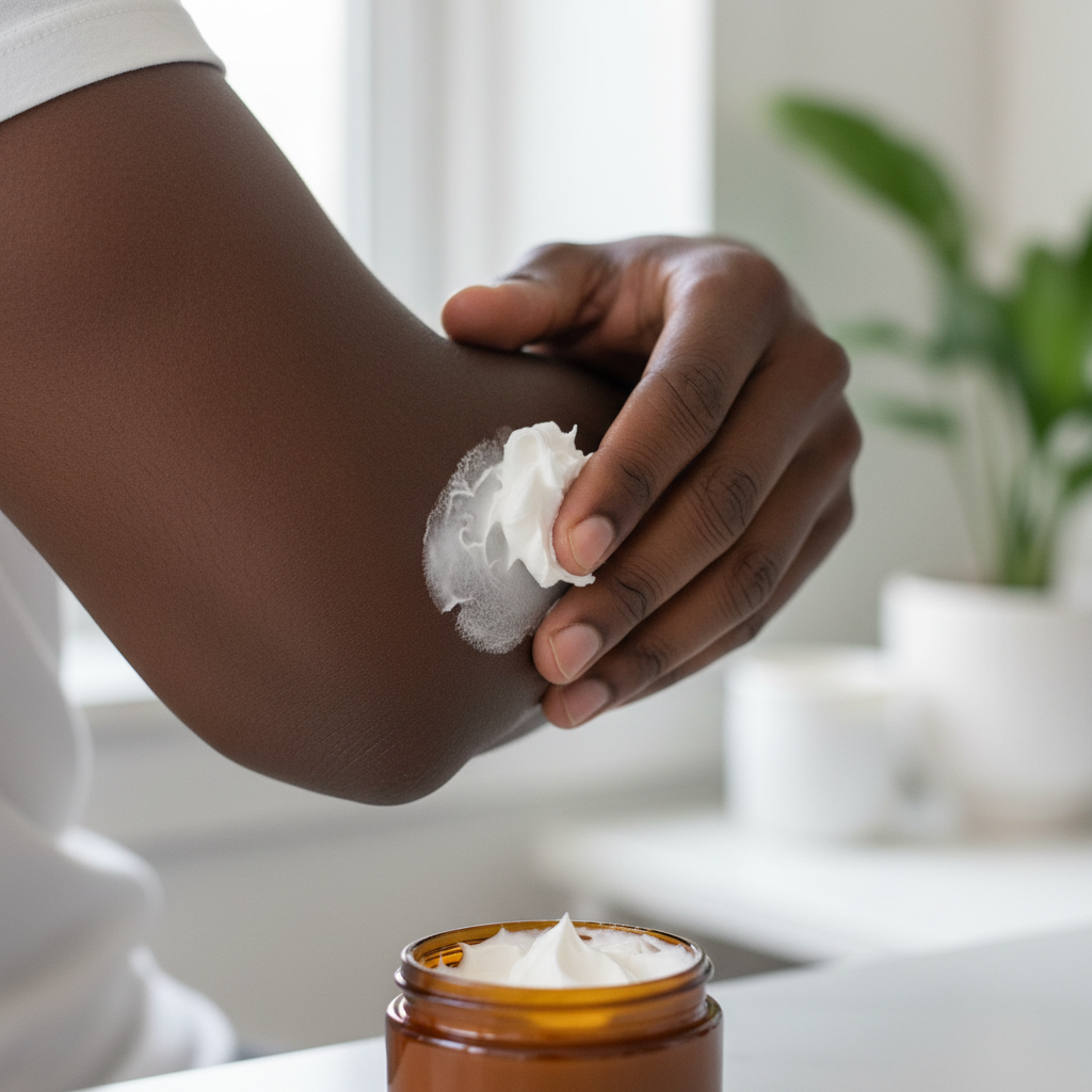 Make the Male dark skinned and the tallow jar amber with no wording or text